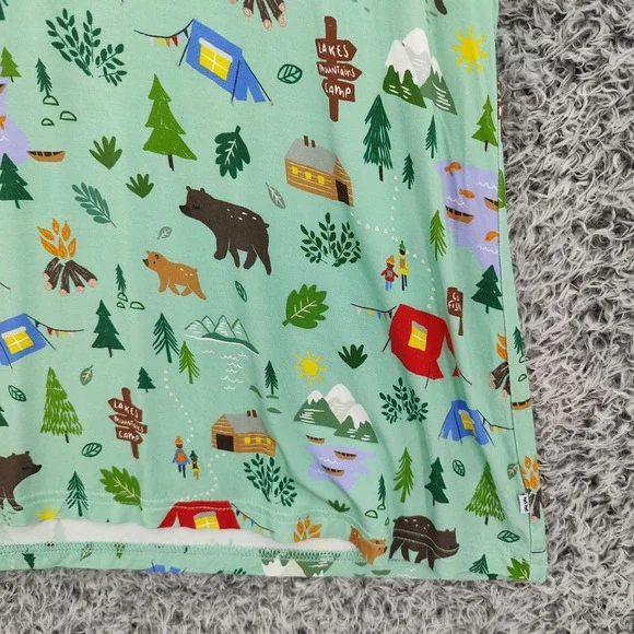 Little Sleepies Women Happy Camper Gorpcore Bamboo Henley Pajama Top Small Green - Picture 8 of 16